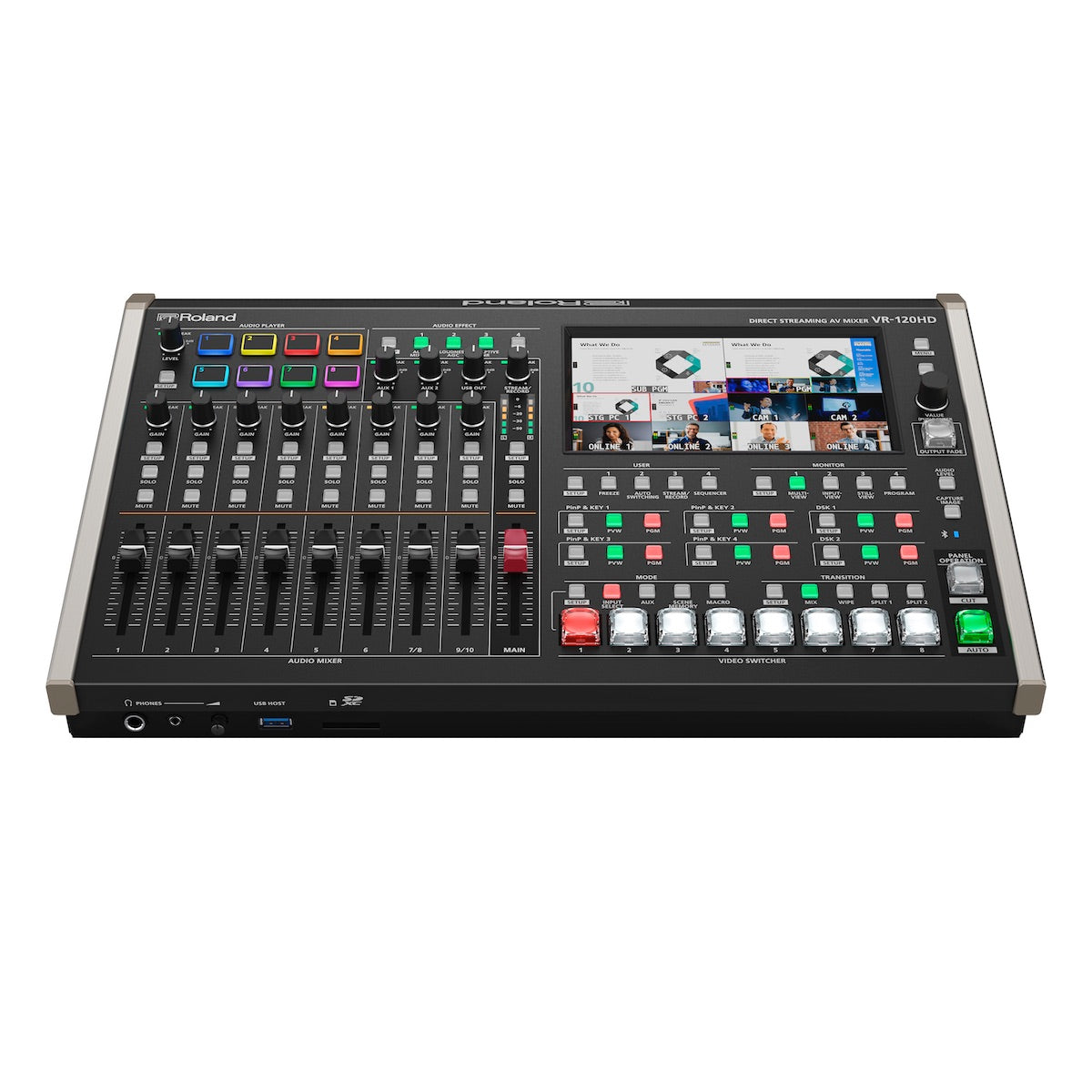 Roland VR-120HD - Direct Streaming AV Mixer, front angle