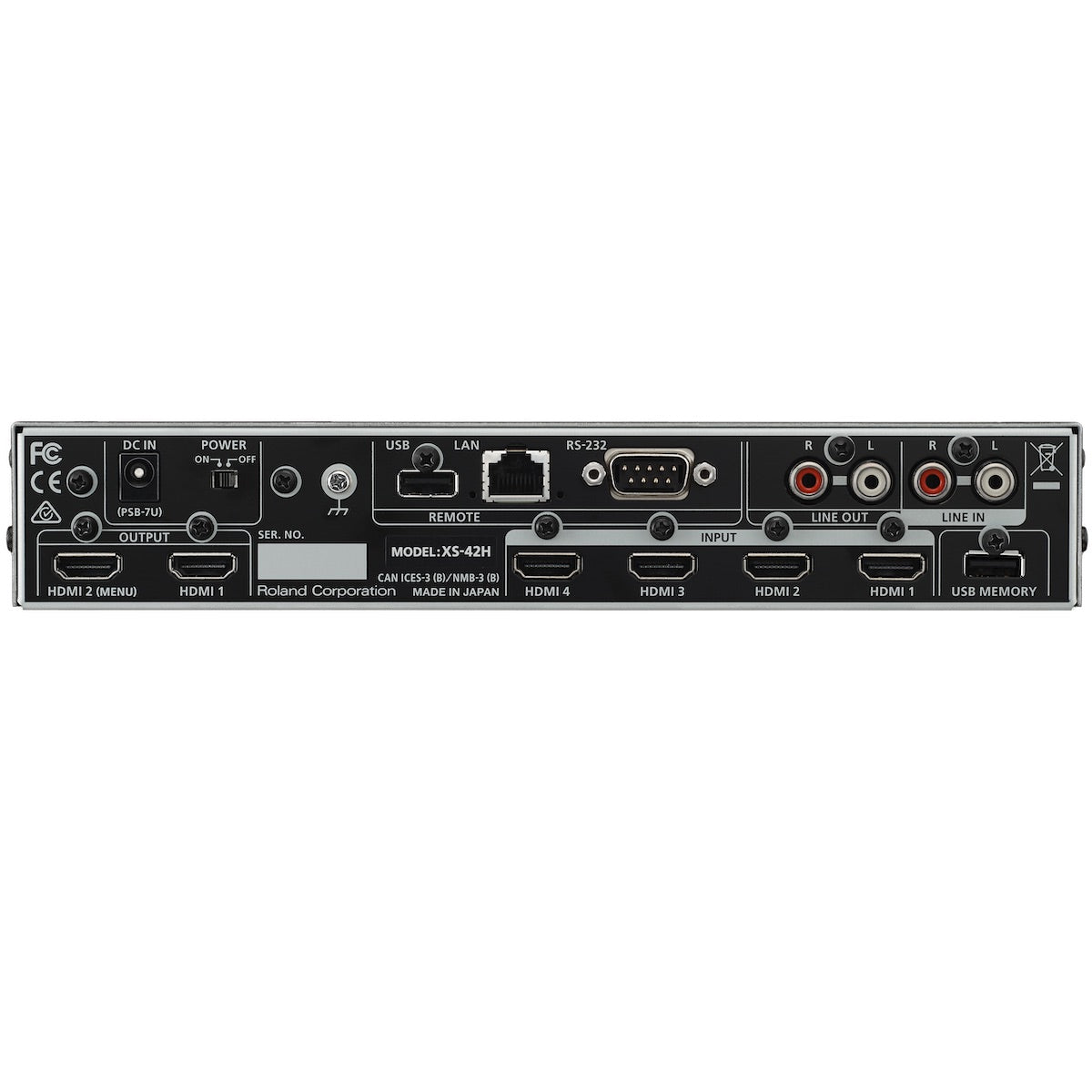 Roland XS-42H - Multi-Format AV Matrix Switcher with 4-in x 2-out, rear