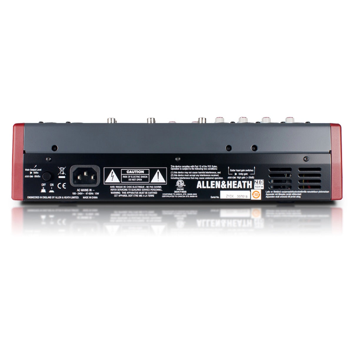 Allen & Heath ZED-10FX 10-Channel Analog USB Mixer with Effects, rear