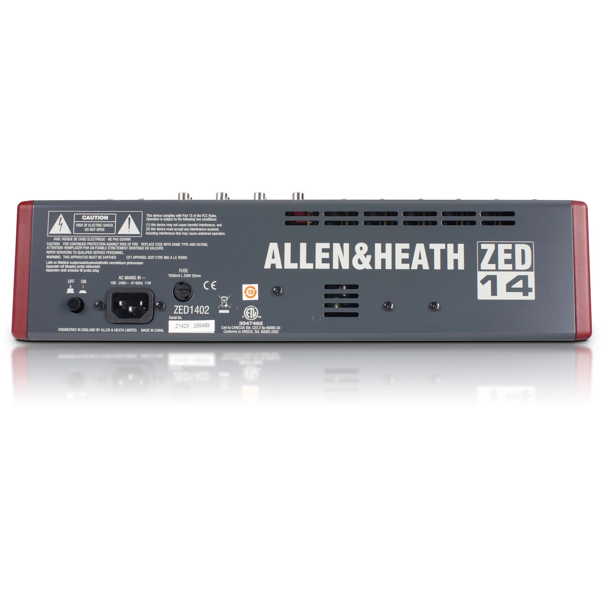 Allen & Heath ZED-14 14-Channel Analog USB Mixer, rear