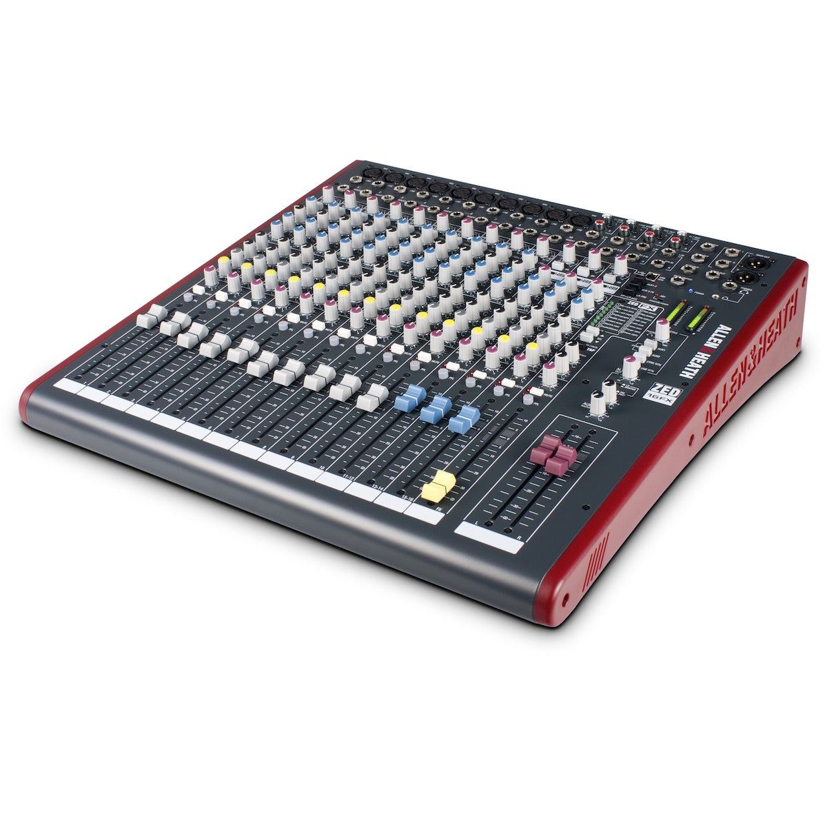 Allen & Heath ZED-16FX 16-Channel Analog USB Mixer with Effects, left angle