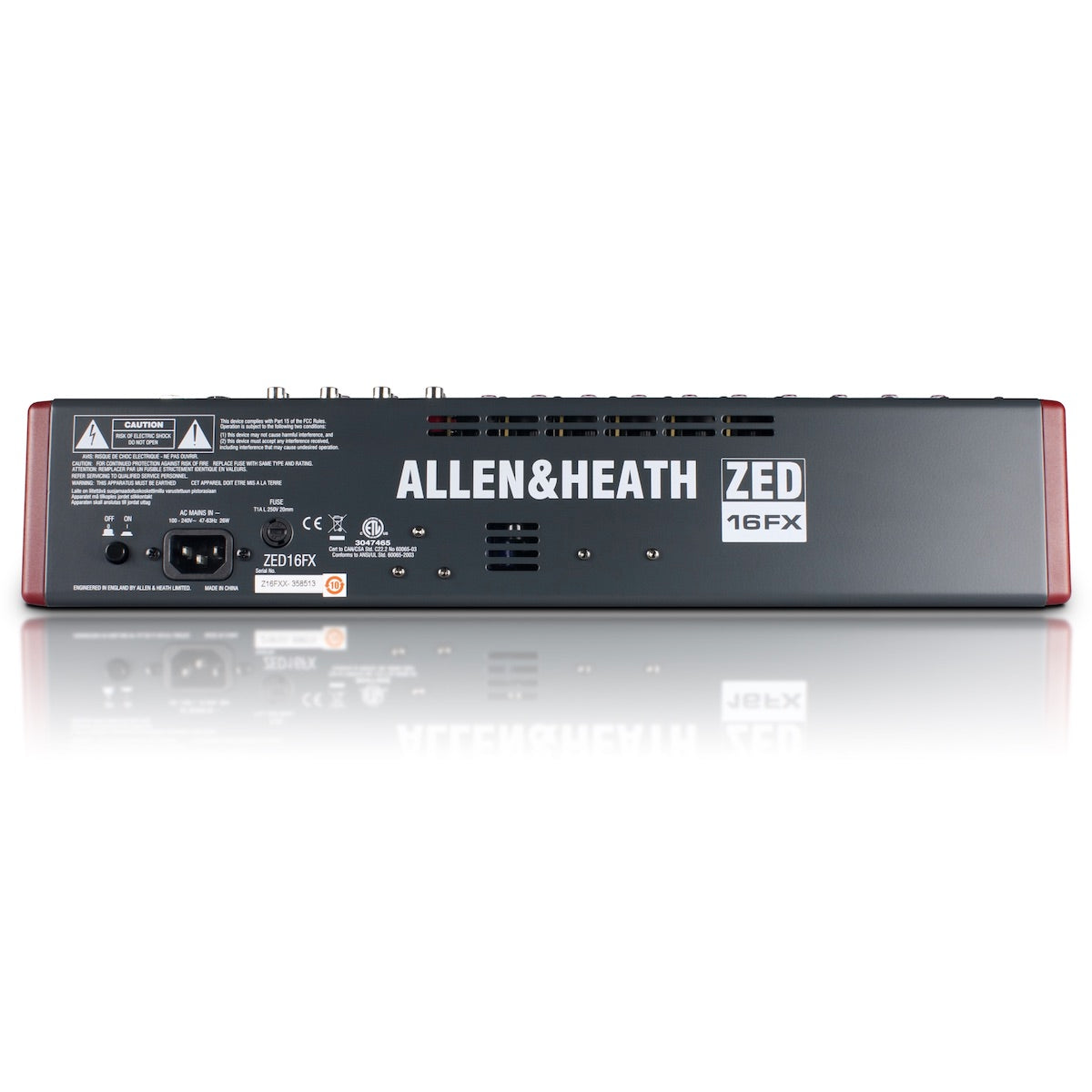 Allen & Heath ZED-16FX 16-Channel Analog USB Mixer with Effects, rear