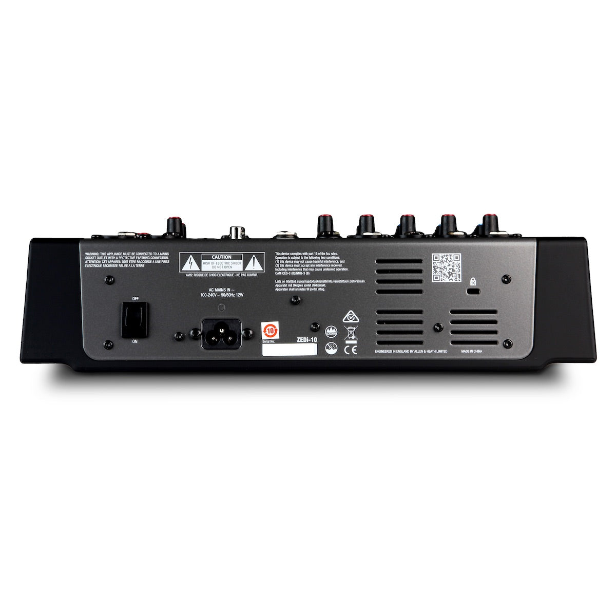 Allen & Heath ZEDi-10 - 10-channel Analog Mixer with USB Audio Interface, rear