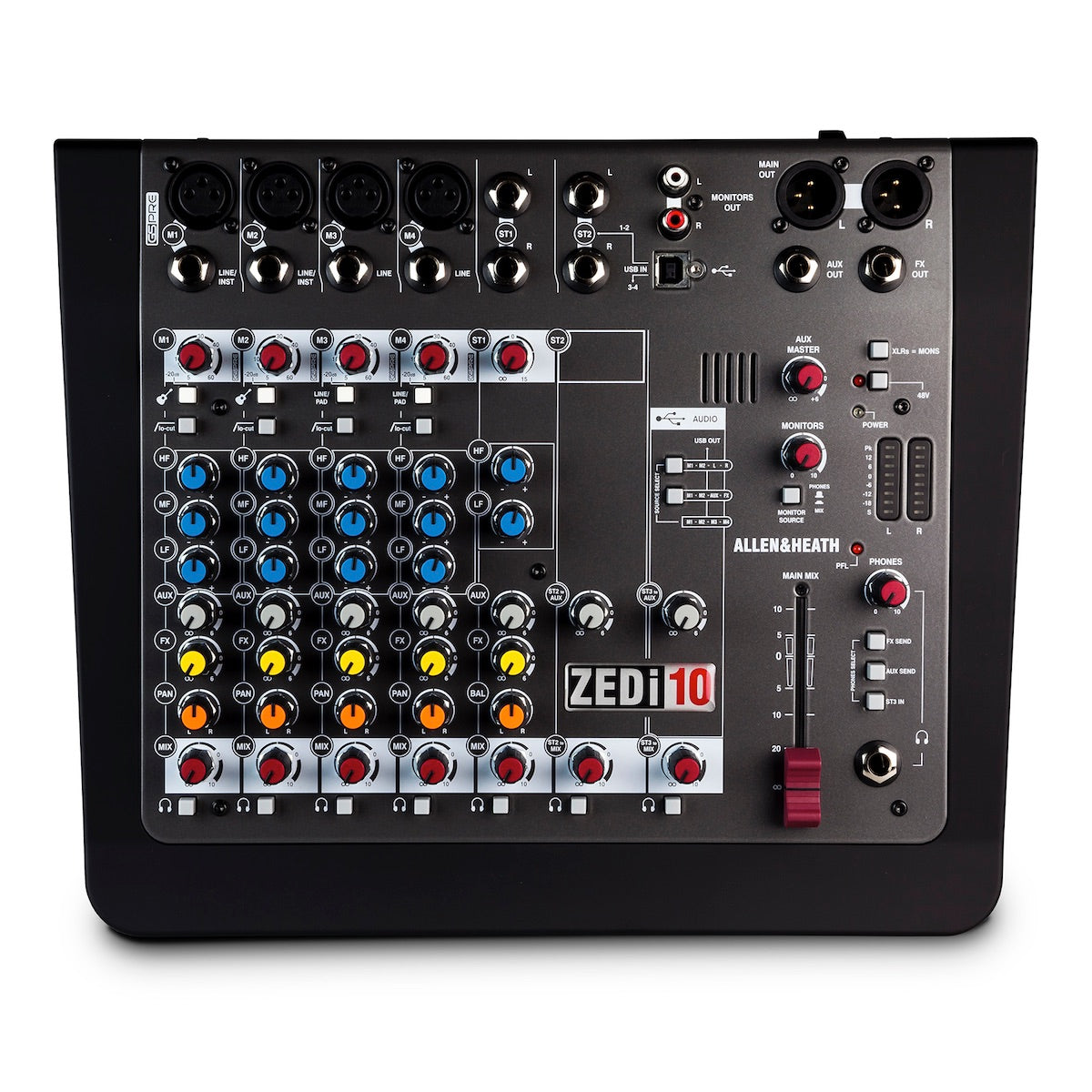 Allen & Heath ZEDi-10 - 10-channel Analog Mixer with USB Audio Interface, top